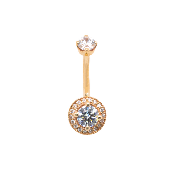 BVLA Navel Round Halo CZ Gold Piercing Jewelry > Navel Body Vision Los Angeles   