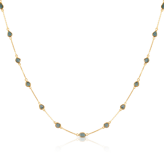 Tresor Blue Diamond Slice Necklace Gold Necklaces Tresor   