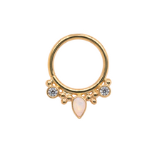  BVLA Eden Pear Seam Ring Opal and CZ Gold Piercing Jewelry > Seam Ring Body Vision Los Angeles   