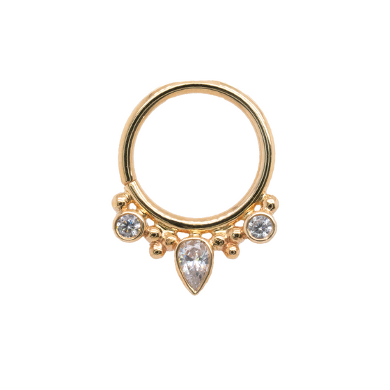 BVLA Eden Pear Seam Ring CZ Gold Piercing Jewelry > Seam Ring Body Vision Los Angeles   