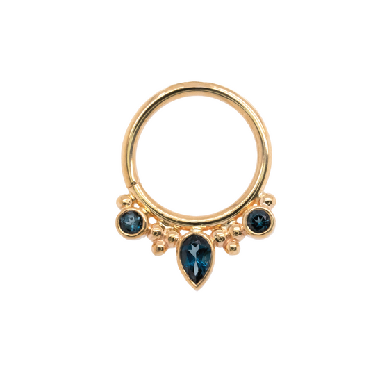 BVLA Eden Pear Seam Ring London Blue Topaz Gold Piercing Jewelry > Seam Ring Body Vision Los Angeles   
