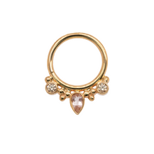  BVLA Eden Pear Seam Ring Sunstone and Champagne CZ Gold Piercing Jewelry > Seam Ring Body Vision Los Angeles   