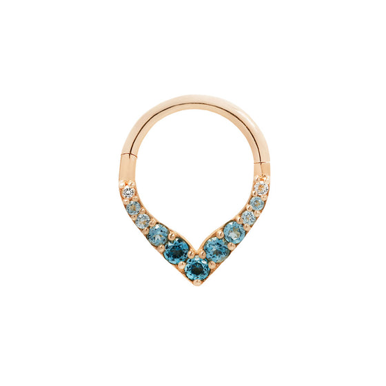 Buddha Jewelry Rise + Shine Clicker Ombre Blue Topaz Gold Piercing Jewelry > Clicker Buddha Jewelry Rose Gold  