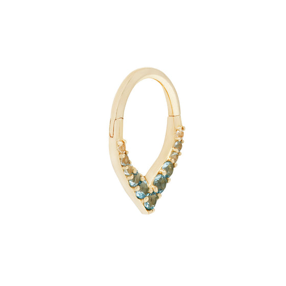 Buddha Jewelry Rise + Shine Clicker Ombre Blue Topaz Gold Piercing Jewelry > Clicker Buddha Jewelry   