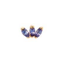  BVLA Press Fit Triple Marquise Fan Tanzanite Gold Piercing Jewelry > Press Fit Body Vision Los Angeles Yellow Gold  