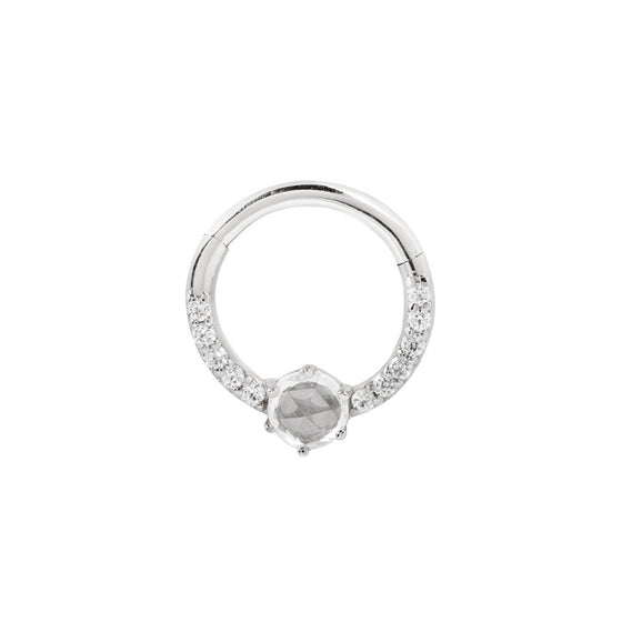 Buddha Jewelry Tinsley Clicker White Sapphire Gold Piercing Jewelry > Clicker Buddha Jewelry White Gold  