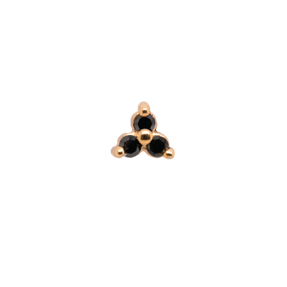 BVLA Press Fit Prong Gem Trinity Black Diamond Gold Piercing Jewelry > Press Fit Body Vision Los Angeles Rose Gold  