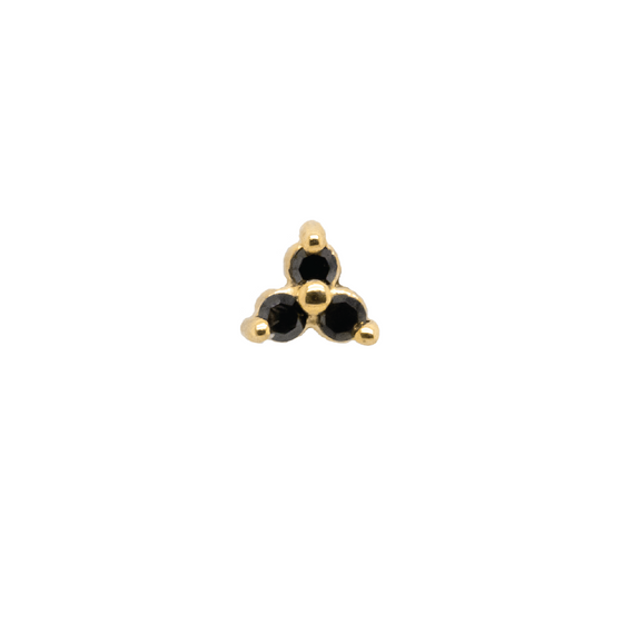 BVLA Press Fit Prong Gem Trinity Black Diamond Gold Piercing Jewelry > Press Fit Body Vision Los Angeles Yellow Gold  