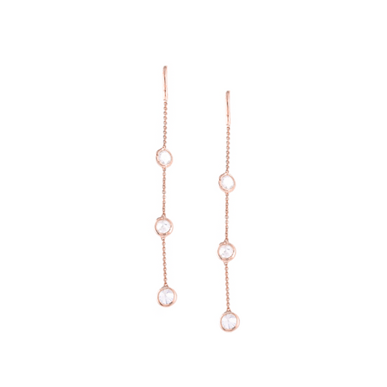Tresor Organic Diamond Slices with Chain Earrings Gold Earrings-Standard Tresor   