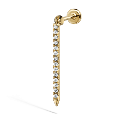 Maria Tash Threaded Eternity Bar Charm Diamond Gold with Disk Back Gold Piercing Jewelry > Threaded End Gold Maria Tash   