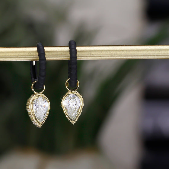 Sarah Graham Chroma Small Hoop Earrings Pear Diamond Gold Earrings-Standard Sarah Graham   